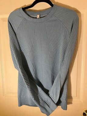 Lulu Lemon Light Blue Ribbed Crewneck Top